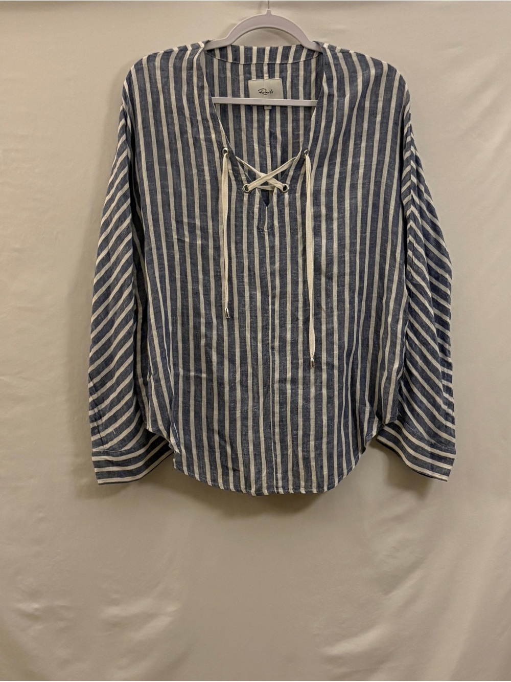 Rails Lily Navy & White Striped Lace-Up Top